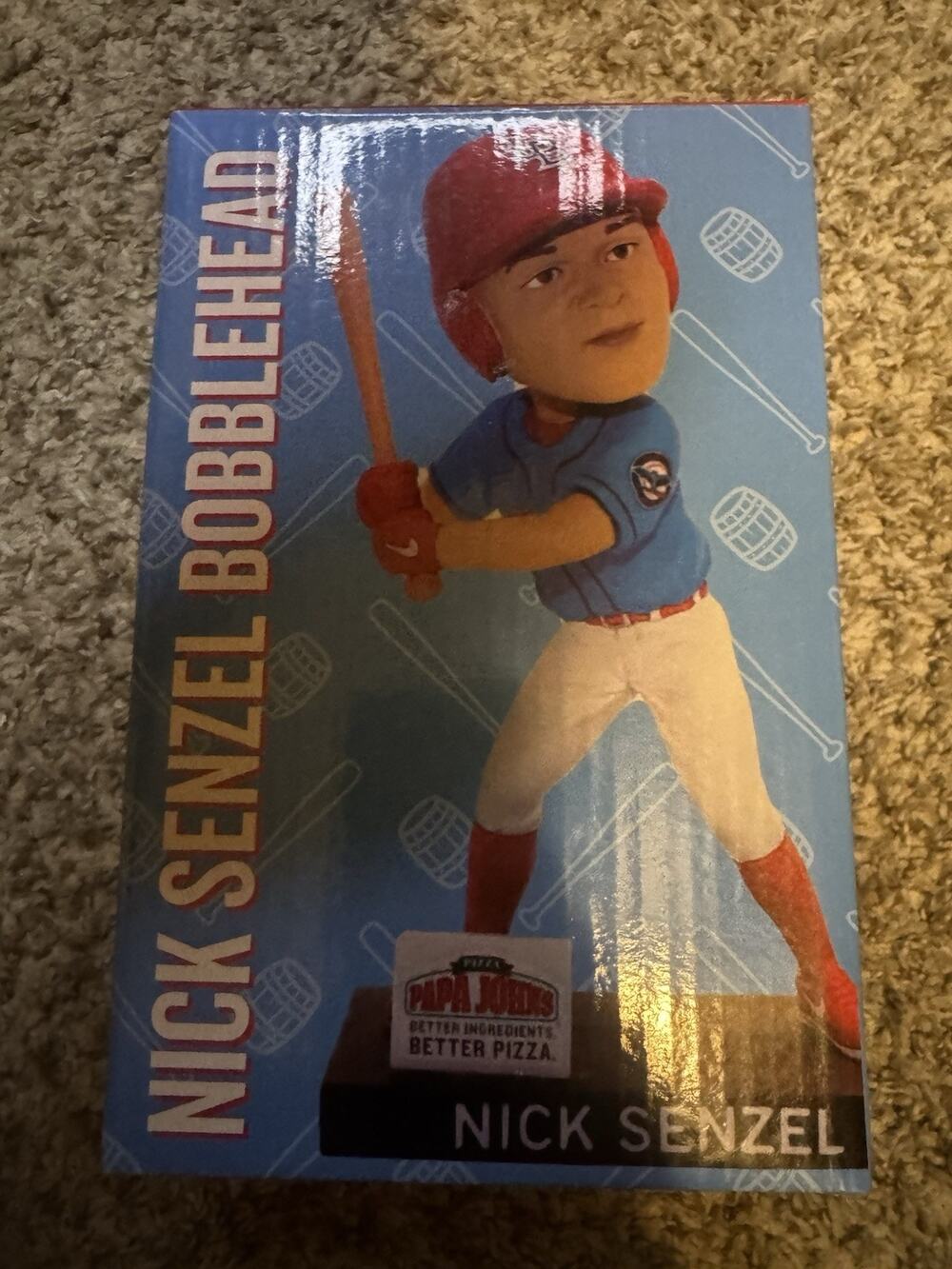 2019 Nick Senzel Louisville Bats Papa Johns SGA Bobblehead New In Box